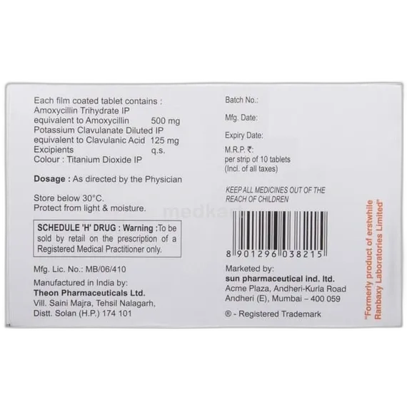 mox cv 625mg tablet 10's